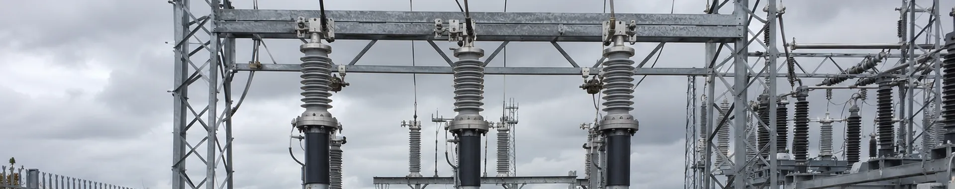 Outdoor high-voltage cable terminations connected to substation equipment