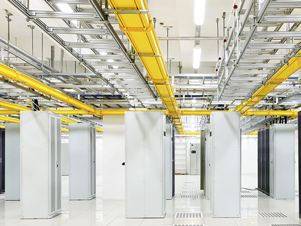 Aluminum alloy cable ladder inside a data center