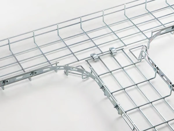 Mesh cable tray forming a T-shaped cable channel