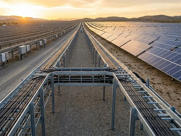 Ladder cable tray for cable management in solar power plants