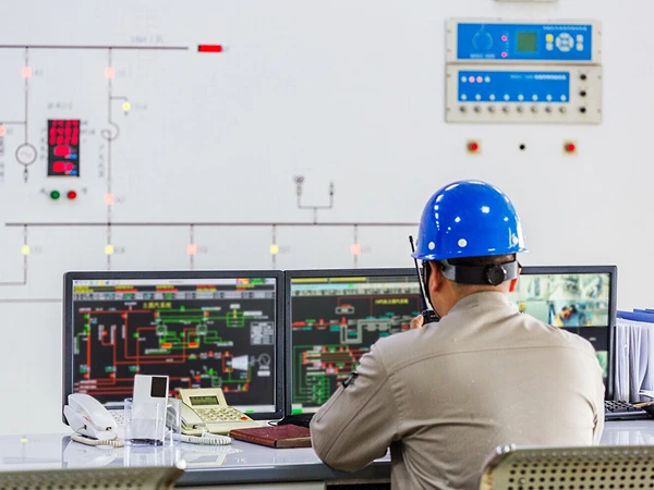 The operator is monitoring the operation of electrical equipment