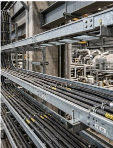 Cables neatly installed on a ladder cable tray
