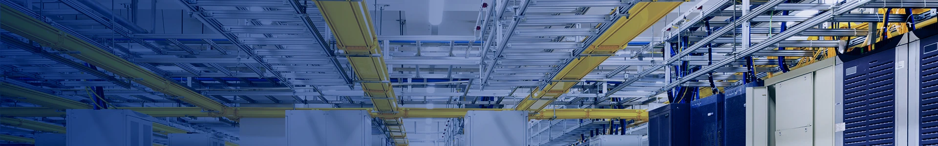 Fiber cable tray suspended above a rack