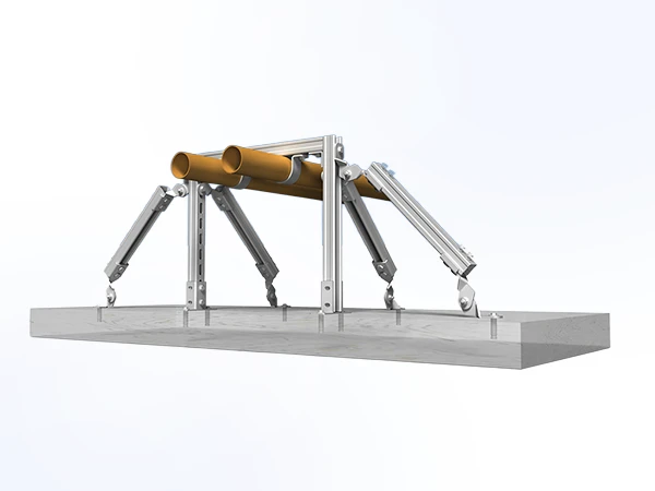 Floor-mounted conduit installation with seismic bracing