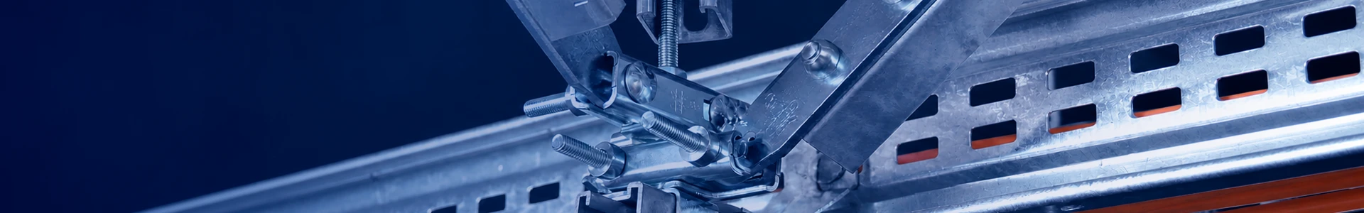 Detailed view of seismic bracing installation on cable trays